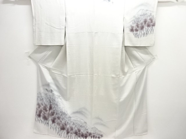 JAPANESE KIMONO / ANTIQUE HANDWOVEN FUSHI TSUMUGI KIMONO / A SCENIC PA